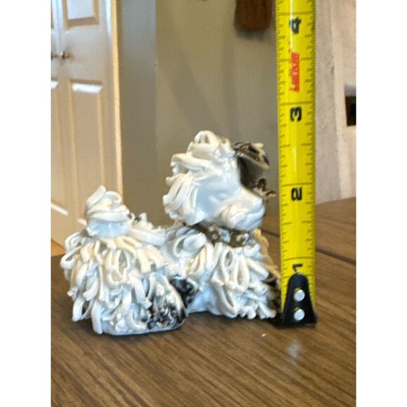 Rare Spaghetti Ceramic MCM Lhasa Apso Black White Porcelain Figurine Vintage EUC - Picture 4 of 6